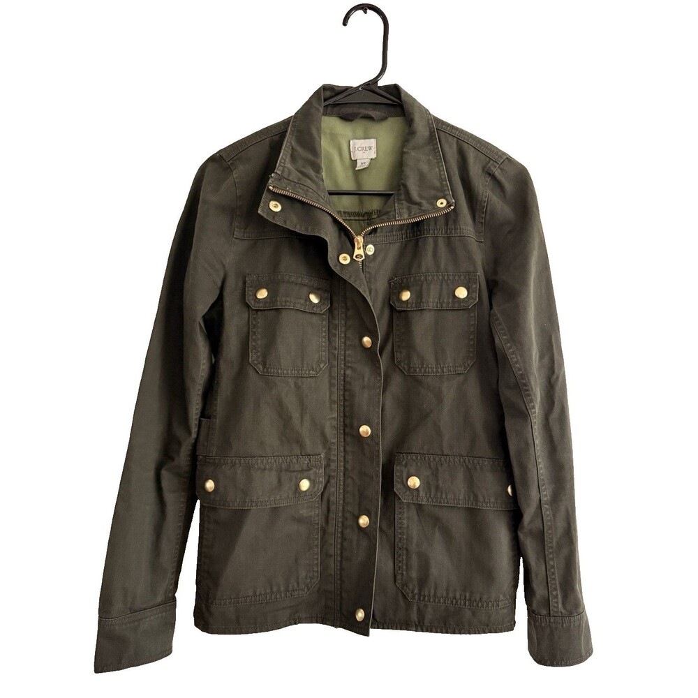 J. Crew Downtown Field Utility Military Jacket Women Size XS Mossy Olive Green